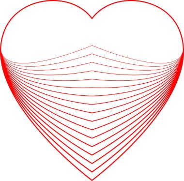 Beyaz arka planda izole edilmiş çizgileri olan kırmızı kalp logosu 