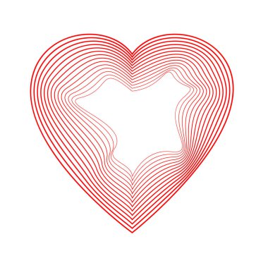 Beyaz arka planda izole edilmiş çizgileri olan kırmızı kalp logosu 
