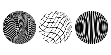 Beyaz arkaplanda izole edilmiş siyah dalgalı küreler