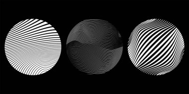 Siyah arkaplanda izole edilmiş beyaz vektör küreleri kümesi