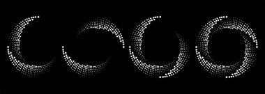 Siyah arkaplanda daire şeklinde beyaz yarım tonlu noktalar kümesi