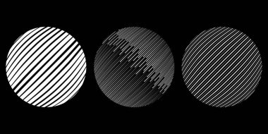 Siyah arkaplanda beyaz vektör küreleri kümesi