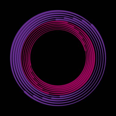 Mor ve mor eşmerkezli çizgiler koyu arkaplanda daire şeklinde.