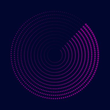 Mor vektör koyu arkaplandaki radyal çemberleri noktaladı