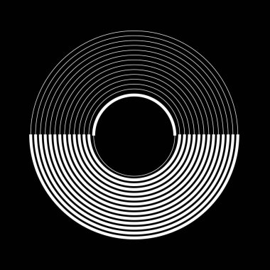 Siyah arkaplanda daire şeklinde beyaz çizgiler
