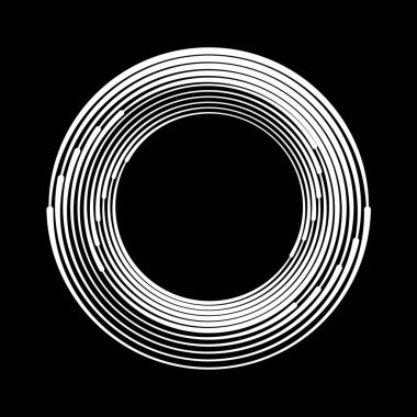 Siyah arkaplanda daire şeklinde beyaz eşmerkezli çizgiler