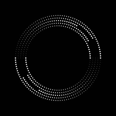 Siyah zemin üzerinde daire şeklinde beyaz eğri noktalı çizgiler
