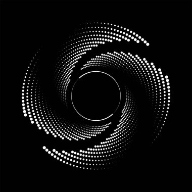 Siyah arkaplanda daire şeklinde beyaz noktalar ve çizgiler