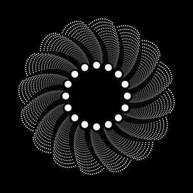Siyah arkaplanda daire şeklinde beyaz noktalar
