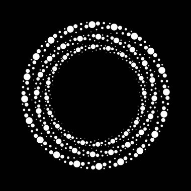 Siyah arkaplanda daire şeklinde beyaz yarım tonlu noktalı çizgiler