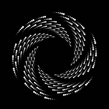 Siyah zemin üzerinde daire şeklinde beyaz noktalı çizgiler