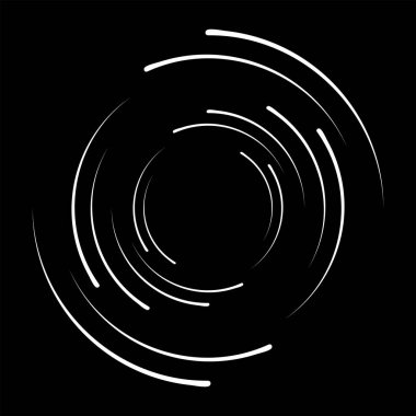 Siyah arkaplanda halka biçiminde beyaz vektör eğri hız çizgileri