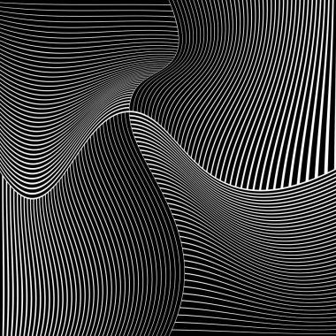 Siyah arkaplanda beyaz dalgalı çizgiler