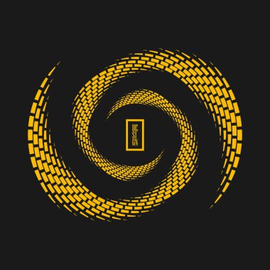 Sarı yarım tonlu noktalar siyah arkaplanda spiral şeklinde