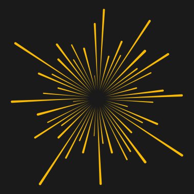 Siyah arkaplanda sarı yarıçap çizgileri