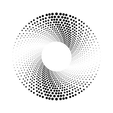 Soyut siyah yarım ton noktalar yuvarlak formda