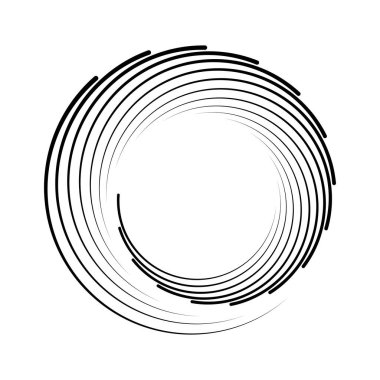 Siyah eş merkezli kavisli çizgiler ve spiral biçimdeki noktalar
