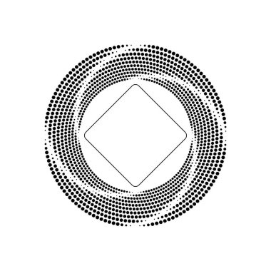 Siyah yarım ton noktalar ve yuvarlak çizgiler.