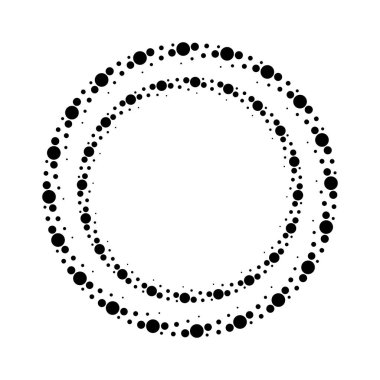 Siyah yarım tonlu noktalı çizgiler daire şeklinde