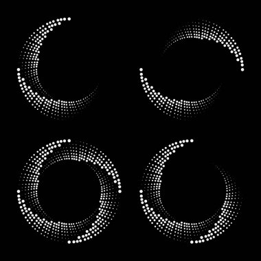 Çember şeklinde beyaz yarım ton noktalar kümesi