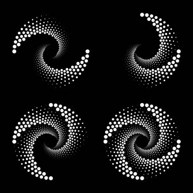Beyaz vektör yarım ton noktalar kümesi spiral formda