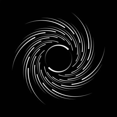 Beyaz kıvrımlı ok çizgileri ve spiral şekildeki noktalar