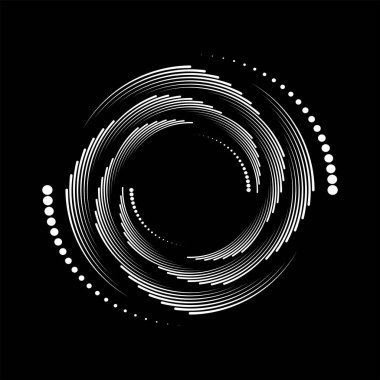 Beyaz hız çizgileri ve yarım ton noktalar spiral formda