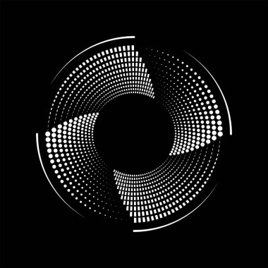 Beyaz yarım tonlu noktalar ve çizgiler spiral biçiminde.