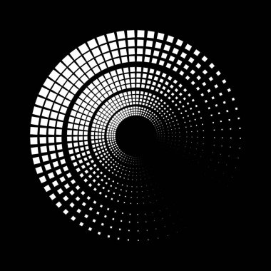 Beyaz kare yarım ton noktalar daire şeklinde.