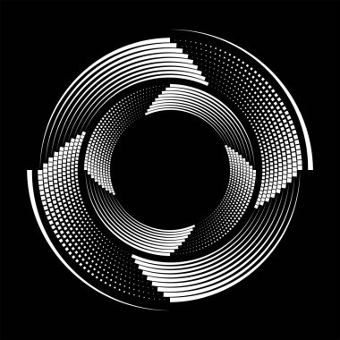 Beyaz vektör kareler ve çizgiler daire şeklinde