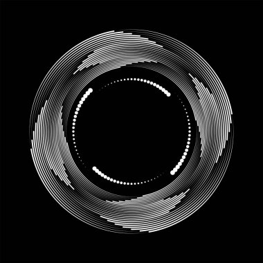 Yuvarlak formda beyaz vektör noktaları ve çizgileri