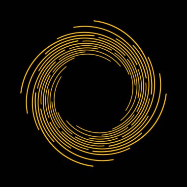 Sarı yarıçaplı kıvrımlı çizgiler ve noktalar