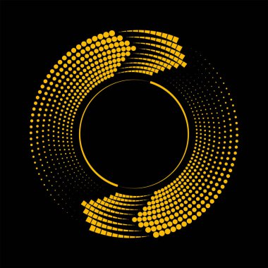 Sarı kareler ve noktalar daire şeklinde.