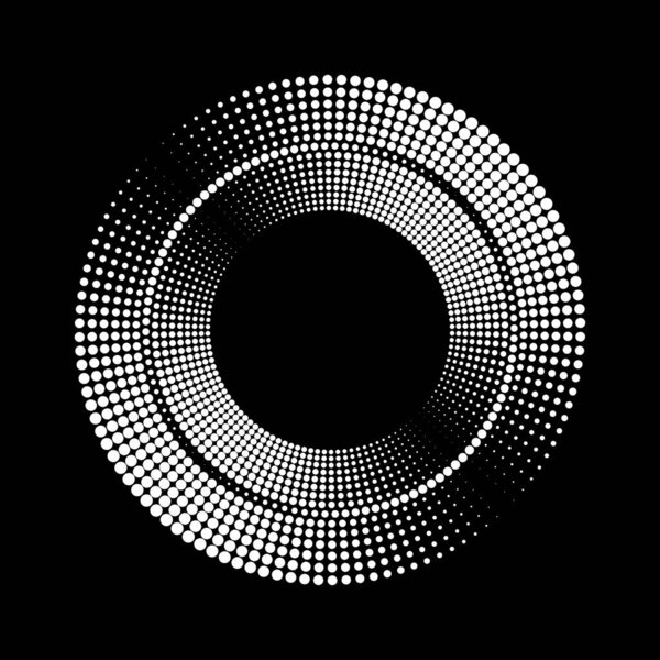 White halftone dots in circle form
