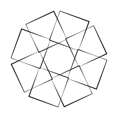 Halka şeklinde soyut siyah döndürülmüş kareler.