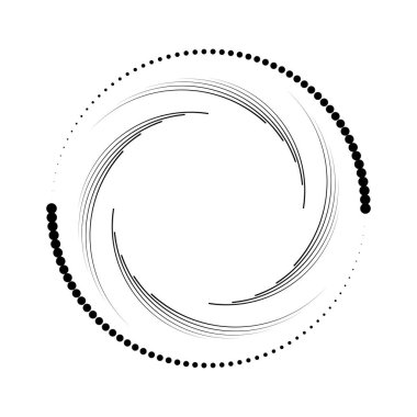 Girdap şeklinde siyah yarım ton noktalar ve çizgiler.