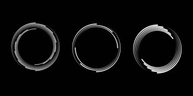 Siyah arkaplan üzerinde beyaz çizgili girdaplar. Vektör illüstrasyonu