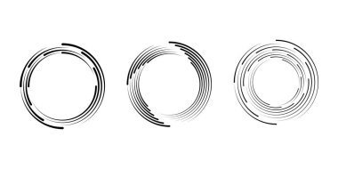 Beyaz arkaplan üzerinde çizgili girdap şekilleri. Vektör illüstrasyonu