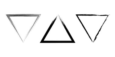 Beyaz arkaplan üzerinde üçgen şeklinde siyah grunge boya fırçası seti. Vektör illüstrasyonu