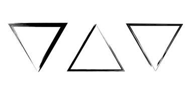 Beyaz arkaplan üzerinde üçgen şeklinde siyah grunge boya fırçası seti. Vektör illüstrasyonu