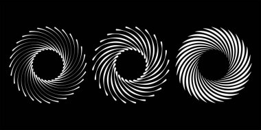 Siyah arkaplan üzerinde beyaz çizgili girdaplar. Vektör illüstrasyonu