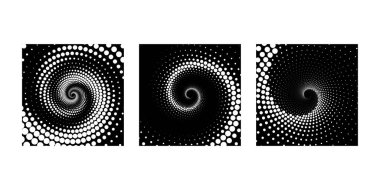 Siyah ve beyaz noktalı girdap şekilleri.   