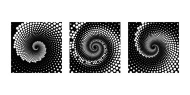 Siyah ve beyaz noktalı girdap şekilleri.   