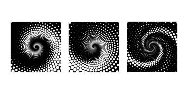 Siyah ve beyaz noktalı girdap şekilleri.   