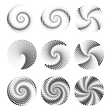 Sarmal olarak siyah noktalı çizgiler kümesi