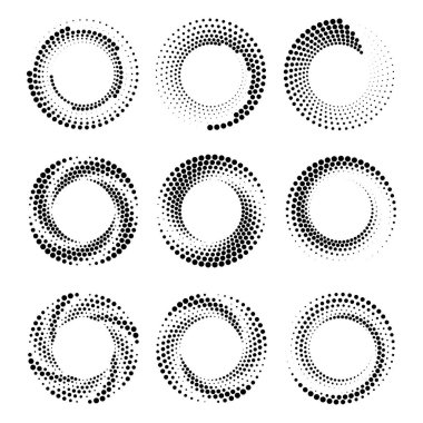 Girdap biçiminde siyah yarım ton noktalar kümesi