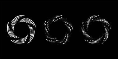 Siyah arkaplan üzerinde beyaz noktalı girdaplar kümesi