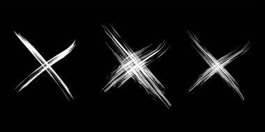 Bir dizi beyaz fırça X işaretleri. Vektör illüstrasyonu