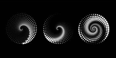 Girdap şeklinde beyaz kare yarım ton noktalar kümesi