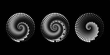 Girdap şeklinde beyaz kare yarım ton noktalar kümesi.